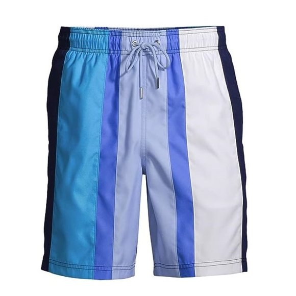 NWT Lands' End Men's Lined 8in Colorblock Volley Swim Trunks Size M $50 FLI150 - Picture 1 of 4